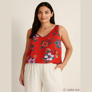 Old Navy Floral Red Purple Tank Top Casual Flowy Women’s Size XL